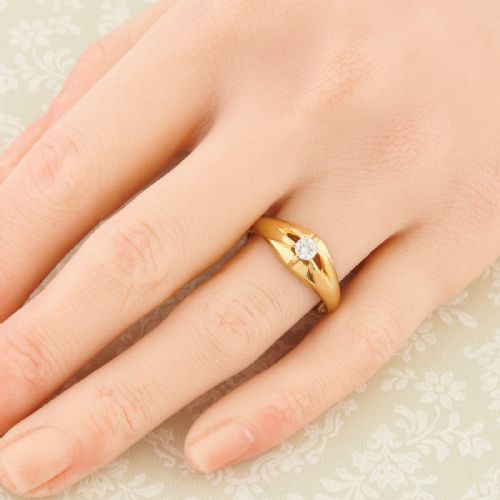 18CT GOLD DIAMOND BELCHER GYPSY RING SINGLE STONE - ADDITIONAL PHOTO 1
