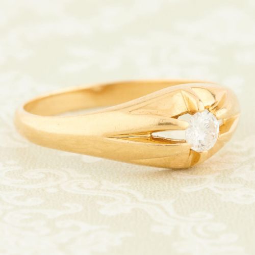 18CT GOLD DIAMOND BELCHER GYPSY RING SINGLE STONE - ADDITIONAL PHOTO 2