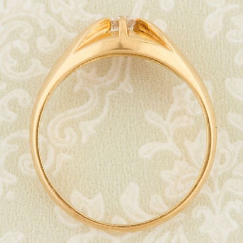 18CT GOLD DIAMOND BELCHER GYPSY RING SINGLE STONE - ADDITIONAL PHOTO 5
