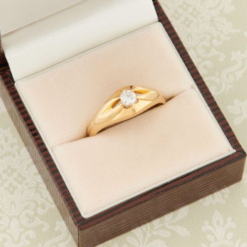 18CT GOLD DIAMOND BELCHER GYPSY RING SINGLE STONE - ADDITIONAL PHOTO 7