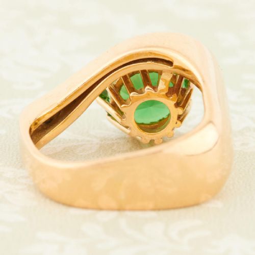 18CT GOLD GREEN TOURMALINE DIAMOND COCKTAIL RING 1960S - ADDITIONAL PHOTO 4