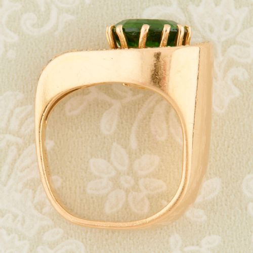 18CT GOLD GREEN TOURMALINE DIAMOND COCKTAIL RING 1960S - ADDITIONAL PHOTO 5