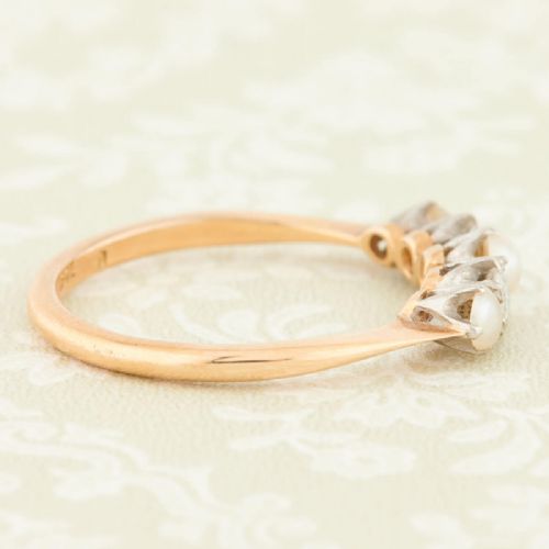 18CT GOLD PEARL DIAMOND 5 STONE RING - ADDITIONAL PHOTO 3