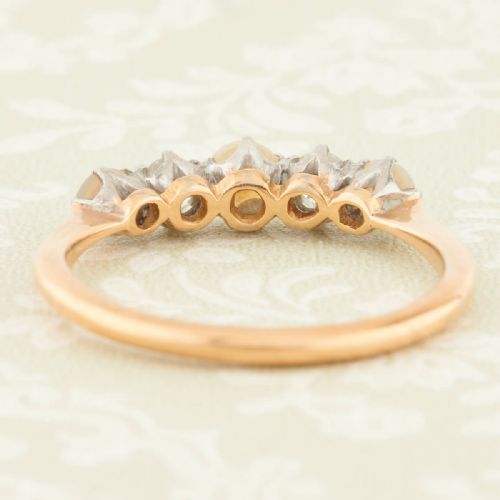 18CT GOLD PEARL DIAMOND 5 STONE RING - ADDITIONAL PHOTO 4
