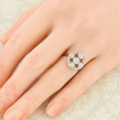 ART NOUVEAU 18CT GOLD DIAMOND DRESS RING - ADDITIONAL PHOTO 1