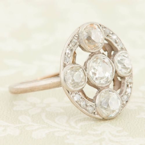 ART NOUVEAU 18CT GOLD DIAMOND DRESS RING - ADDITIONAL PHOTO 3