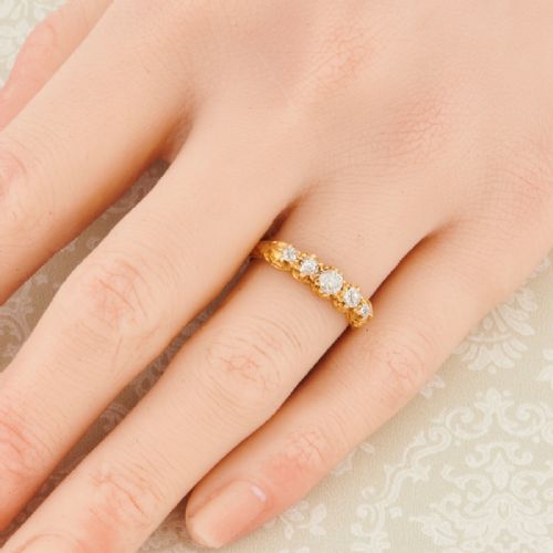 ANTIQUE 18CT GOLD 5 STONE DIAMOND RING 1917 - ADDITIONAL PHOTO 9