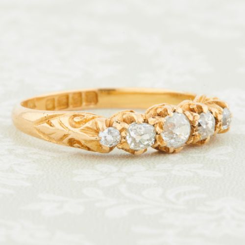 ANTIQUE 18CT GOLD 5 STONE DIAMOND RING 1917 - ADDITIONAL PHOTO 11