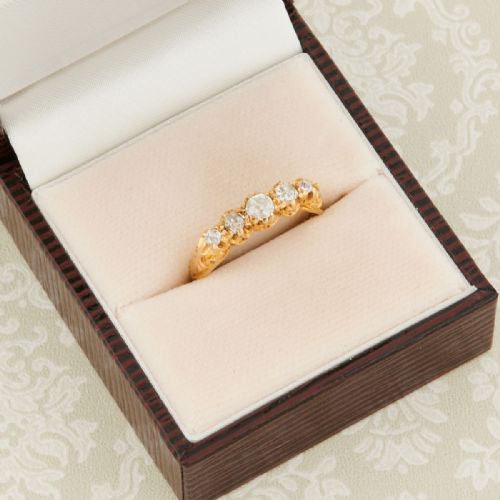 ANTIQUE 18CT GOLD 5 STONE DIAMOND RING 1917 - ADDITIONAL PHOTO 14