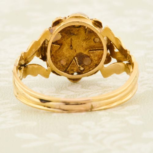 VICTORIAN 18CT GOLD PEARL DIAMOND DAISY CLUSTER RING - ADDITIONAL PHOTO 4