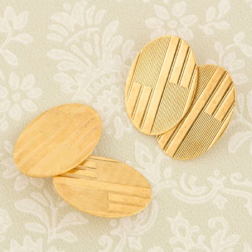 18CT GOLD OVAL CUFFLINKS 1931 - ADDITIONAL PHOTO 3