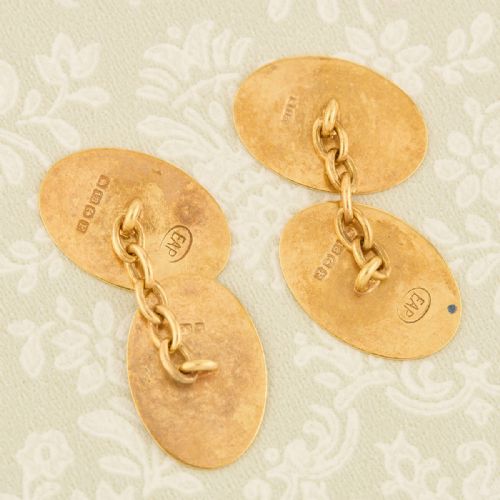 18CT GOLD OVAL CUFFLINKS 1931 - ADDITIONAL PHOTO 4
