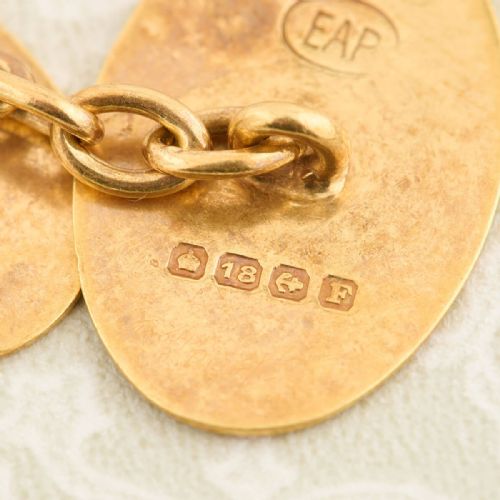 18CT GOLD OVAL CUFFLINKS 1931 - ADDITIONAL PHOTO 6