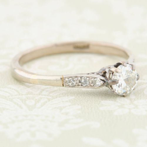 MIDCENTURY 18CT WHITE GOLD 050 CARAT SOLITAIRE DIAMOND ENGAGEMENT RING - ADDITIONAL PHOTO 3