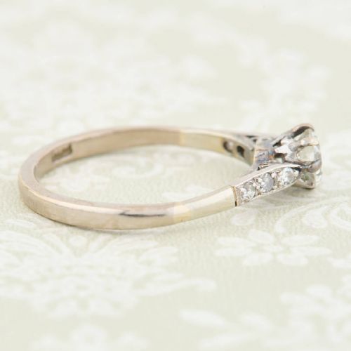 MIDCENTURY 18CT WHITE GOLD 050 CARAT SOLITAIRE DIAMOND ENGAGEMENT RING - ADDITIONAL PHOTO 4