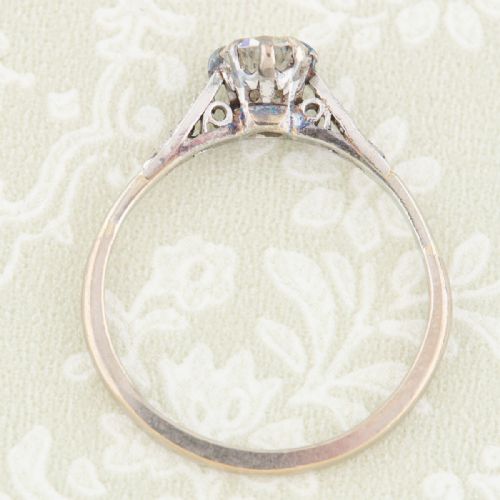MIDCENTURY 18CT WHITE GOLD 050 CARAT SOLITAIRE DIAMOND ENGAGEMENT RING - ADDITIONAL PHOTO 6
