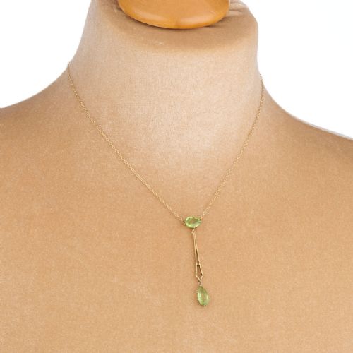 ART NOVEAU 15CT GOLD PERIDOT LAVALIER PENDANT NECKLACE - ADDITIONAL PHOTO 1