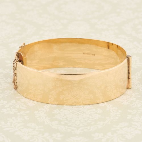 VINTAGE 9CT ROLLED GOLD FLORAL ENGRAVED BANGLE - ADDITIONAL PHOTO 3