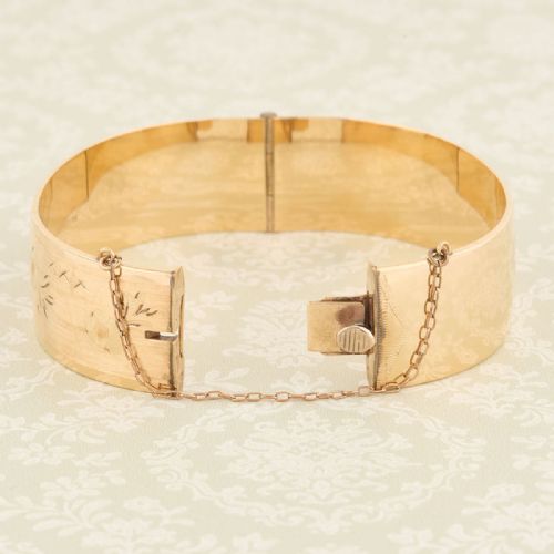 VINTAGE 9CT ROLLED GOLD FLORAL ENGRAVED BANGLE - ADDITIONAL PHOTO 4