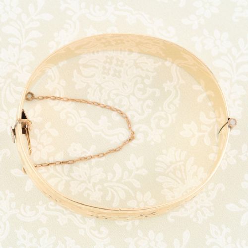 VINTAGE 9CT ROLLED GOLD FLORAL ENGRAVED BANGLE - ADDITIONAL PHOTO 5
