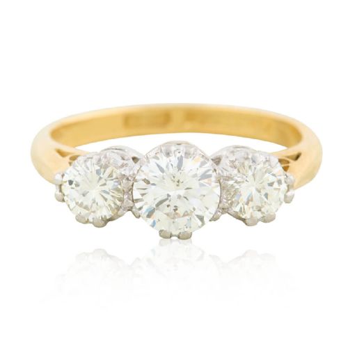 VINTAGE 18CT GOLD 3 STONE DIAMOND RING 125 CARAT - ADDITIONAL PHOTO 2