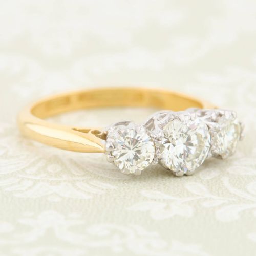 VINTAGE 18CT GOLD 3 STONE DIAMOND RING 125 CARAT - ADDITIONAL PHOTO 3