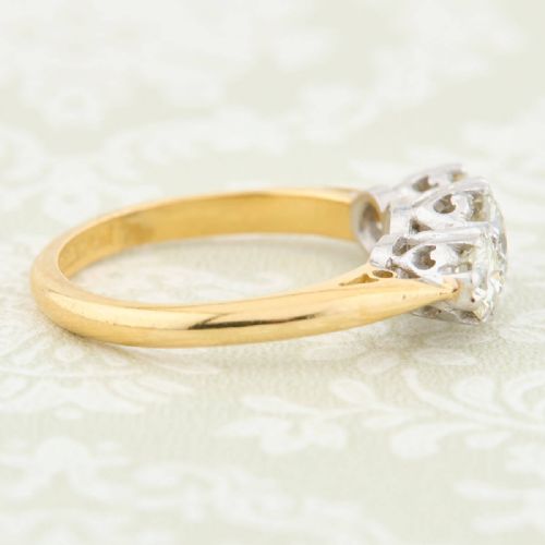 VINTAGE 18CT GOLD 3 STONE DIAMOND RING 125 CARAT - ADDITIONAL PHOTO 4