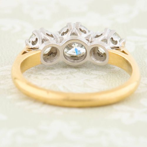 VINTAGE 18CT GOLD 3 STONE DIAMOND RING 125 CARAT - ADDITIONAL PHOTO 5