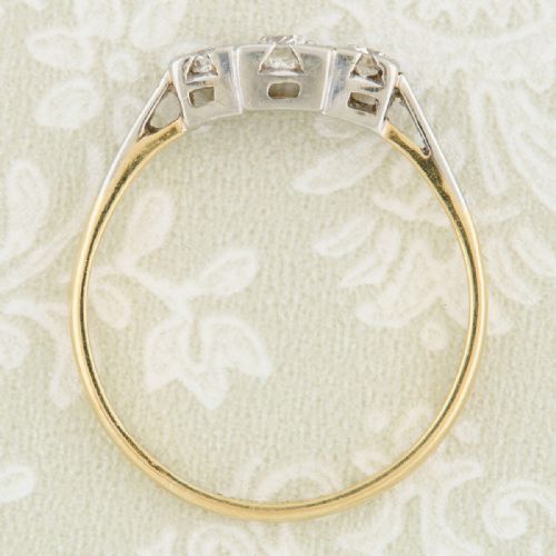 ART DECO 18CT GOLD 3 STONE DIAMOND RING - ADDITIONAL PHOTO 6