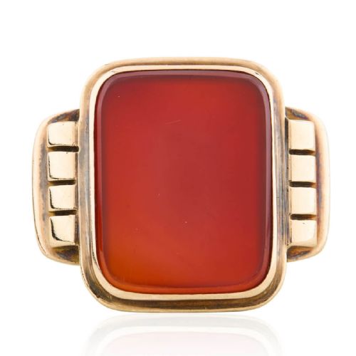 14CT GOLD LARGE CARNELIAN SIGNET RING - ADDITIONAL PHOTO 2