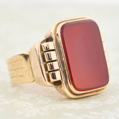 14CT GOLD LARGE CARNELIAN SIGNET RING - ADDITIONAL PHOTO 3