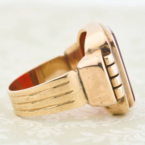 14CT GOLD LARGE CARNELIAN SIGNET RING - ADDITIONAL PHOTO 4