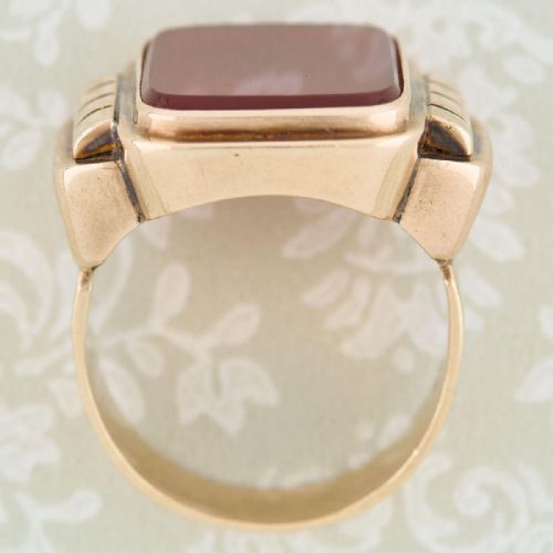 14CT GOLD LARGE CARNELIAN SIGNET RING - ADDITIONAL PHOTO 5