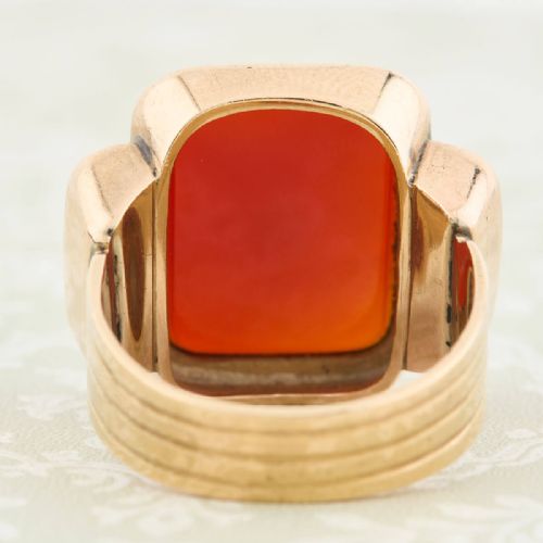 14CT GOLD LARGE CARNELIAN SIGNET RING - ADDITIONAL PHOTO 6