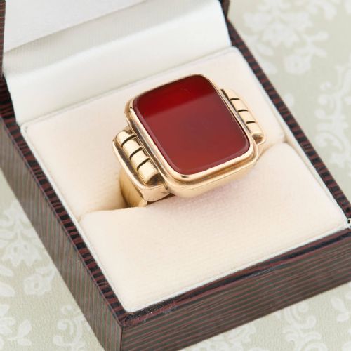 14CT GOLD LARGE CARNELIAN SIGNET RING - ADDITIONAL PHOTO 8