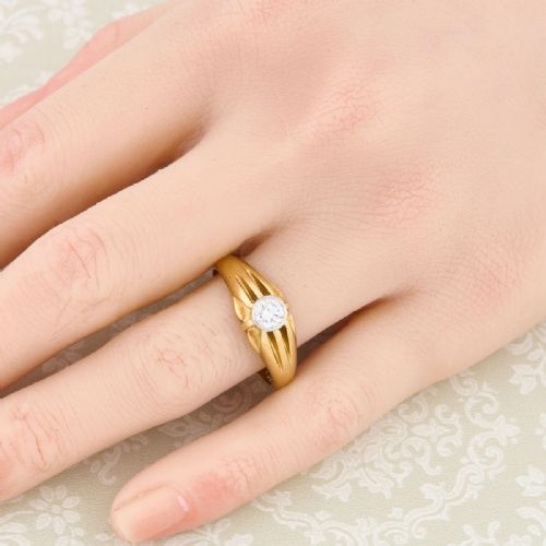 18CT GOLD DIAMOND BELCHER GYPSY RING 040 CARAT - ADDITIONAL PHOTO 1