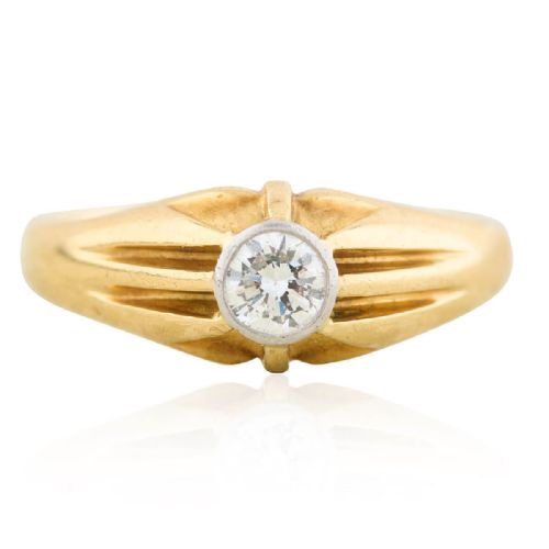 18CT GOLD DIAMOND BELCHER GYPSY RING 040 CARAT - ADDITIONAL PHOTO 2