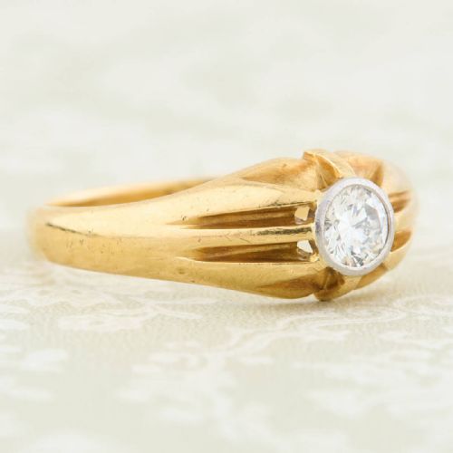 18CT GOLD DIAMOND BELCHER GYPSY RING 040 CARAT - ADDITIONAL PHOTO 3