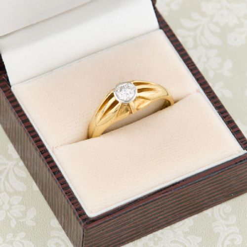 18CT GOLD DIAMOND BELCHER GYPSY RING 040 CARAT - ADDITIONAL PHOTO 8