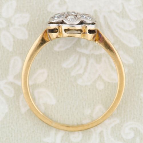 ANTIQUE 18CT GOLD DIAMOND DAISY CLUSTER RING SMALL SIZE - ADDITIONAL PHOTO 6