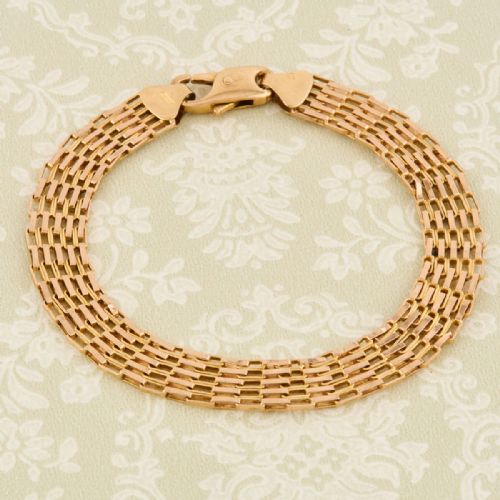 9ct gold slimline 5 bar gate bracelet - CATEGORY: ANTIQUE JEWELLERY - DATED 1960