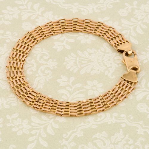 9CT GOLD SLIMLINE 5 BAR GATE BRACELET - ADDITIONAL PHOTO 4