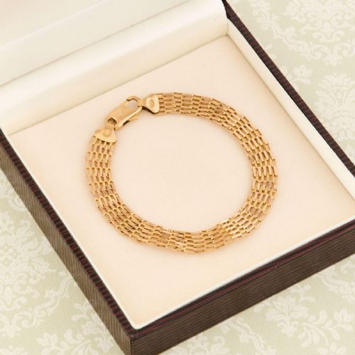 9CT GOLD SLIMLINE 5 BAR GATE BRACELET - ADDITIONAL PHOTO 8