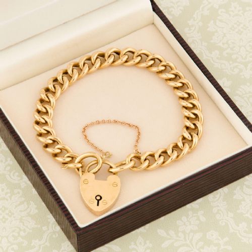 15CT GOLD CURB CHARM BRACELET WITH PADLOCK - ADDITIONAL PHOTO 8