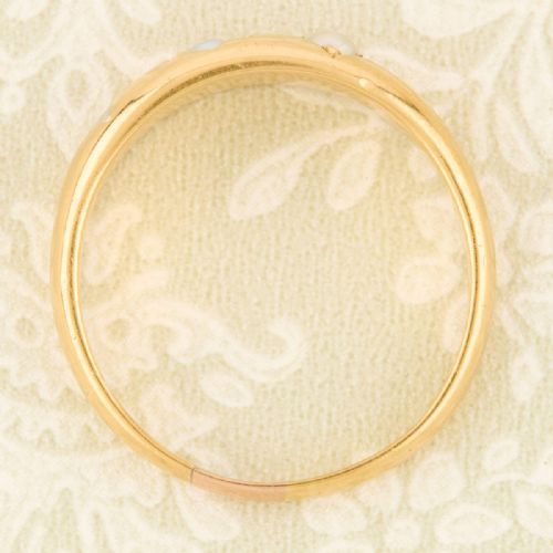 ANTIQUE 18CT GOLD 3 STONE PEARL GYPSY RING - ADDITIONAL PHOTO 6