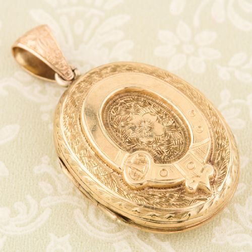 ANTIQUE 9CT GOLD FRONT BACK BUCKLE LOCKET - ADDITIONAL PHOTO 2