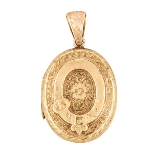 ANTIQUE 9CT GOLD FRONT BACK BUCKLE LOCKET - ADDITIONAL PHOTO 3