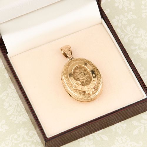 ANTIQUE 9CT GOLD FRONT BACK BUCKLE LOCKET - ADDITIONAL PHOTO 7