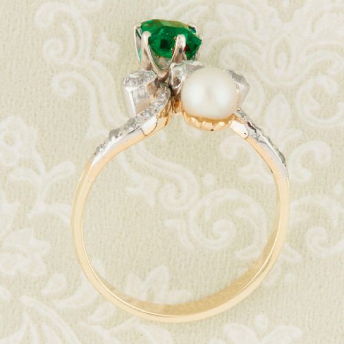 BELLE POQUE EMERALD PEARL DIAMOND TIARA RING - ADDITIONAL PHOTO 5