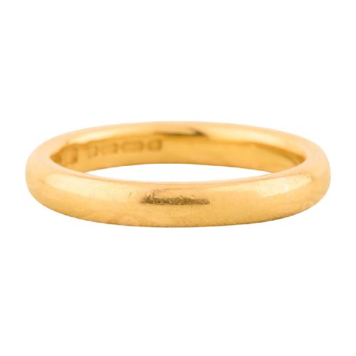 22ct gold plain wedding band - CATEGORY: ANTIQUE JEWELLERY - DATED 1930